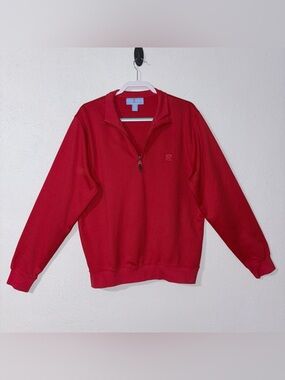 Fairway & Greene Red Quarter Zip Pullover Sweater Golf Cotton Men Medium